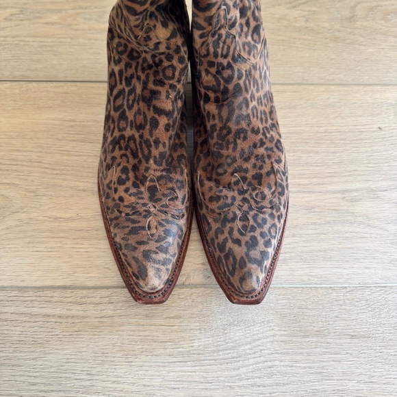 Lucchese Leopard Suede Leather Cowgirl Boots Size 8 - Picture 2 of 7